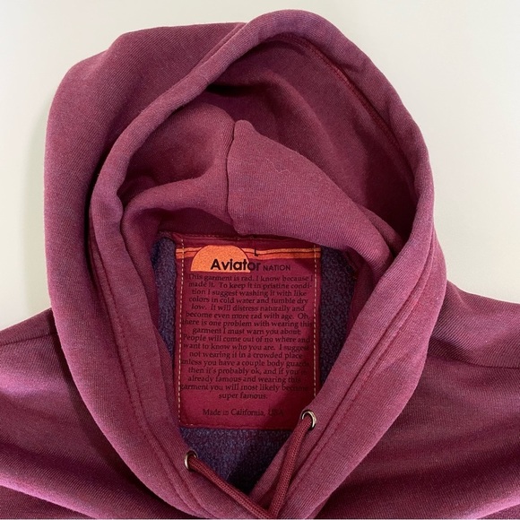 Aviator Nation Will Ferrell Bolt Smiley Relaxed Pullover Hoodie Plum Large - Picture 10 of 11